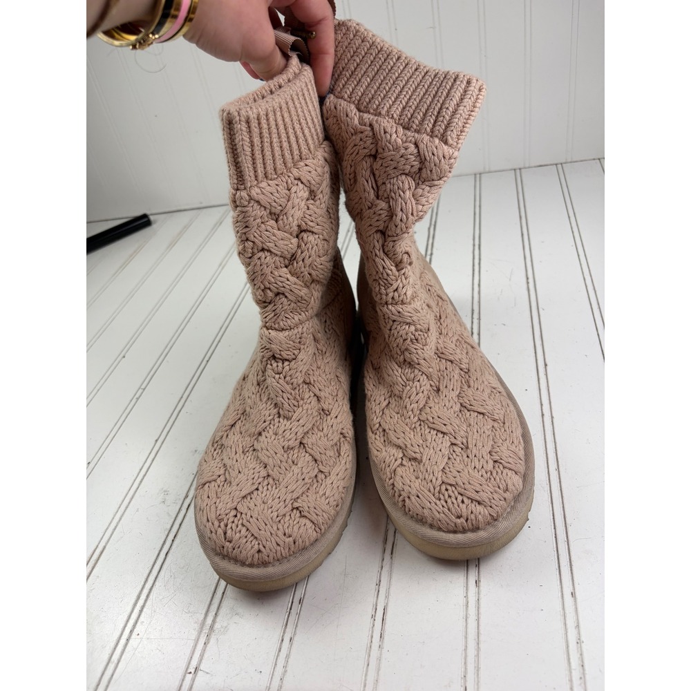 UGG Isla Cable Knit Pink Boots Women's Size 7 - Picture 7 of 12